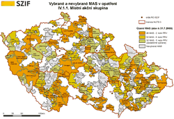 Vybrané a nevybrané MAS v&nbsp;opatření IV.1.1.&nbsp;Místní akční skupina