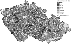 Velikostní kategorie obcí na území ČR v roce 2001